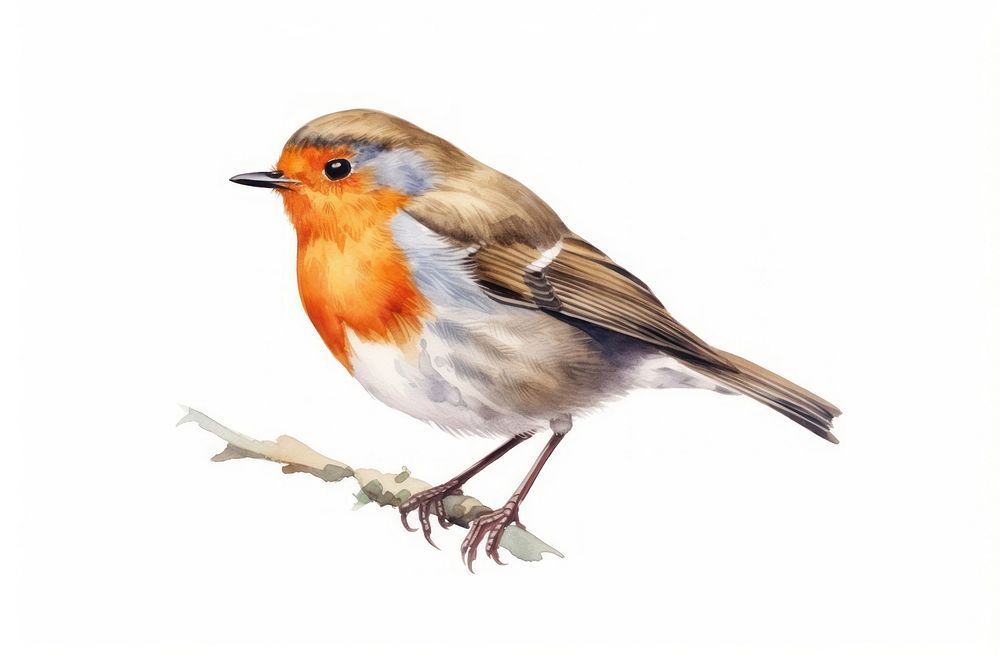 Robin bird animal white background. 