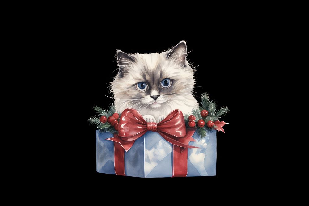 Christmas animal mammal kitten. AI generated Image by rawpixel.