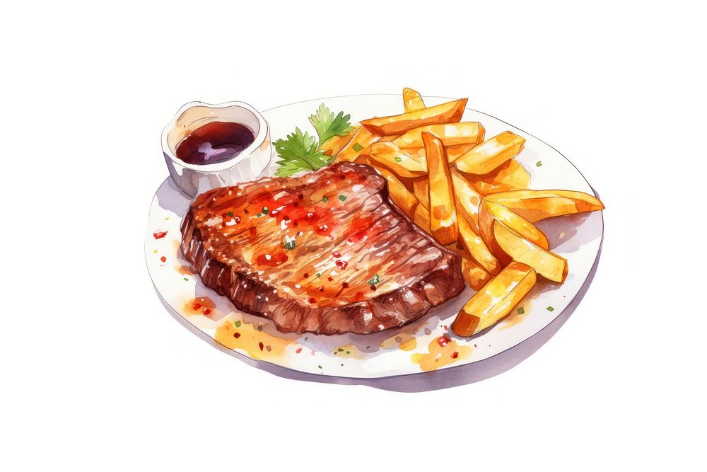 Steak ketchup food meat. AI generated Image by rawpixel.