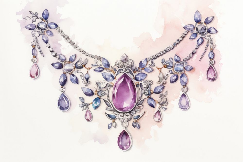 Necklace amethyst gemstone jewelry. AI generated Image by rawpixel.