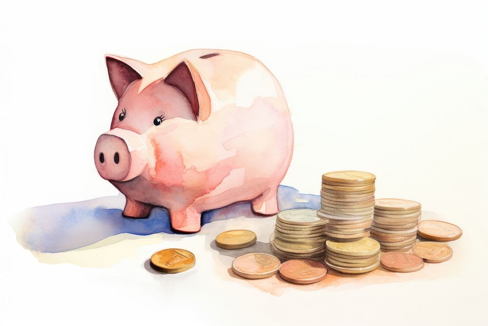 Pig coin investment bankruptcy. AI generated Image by rawpixel.