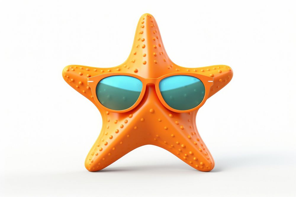 Sunglasses starfish white background invertebrate. 