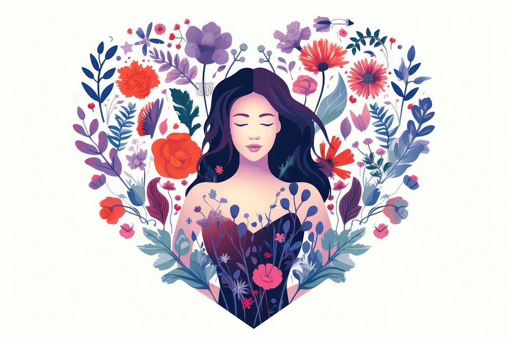 Flower art portrait pattern. AI generated Image by rawpixel.