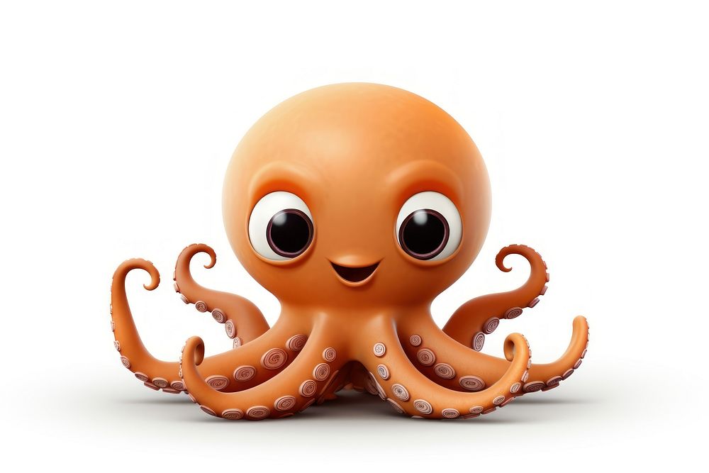 Octopus animal cute white background. AI generated Image by rawpixel.