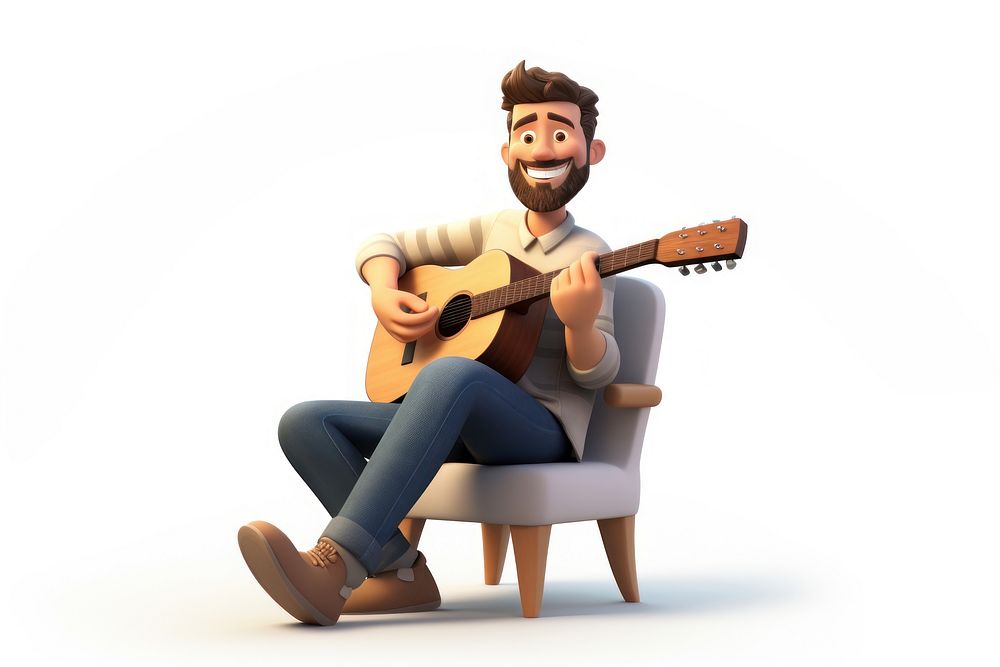 Sitting guitar musician chair. AI generated Image by rawpixel.