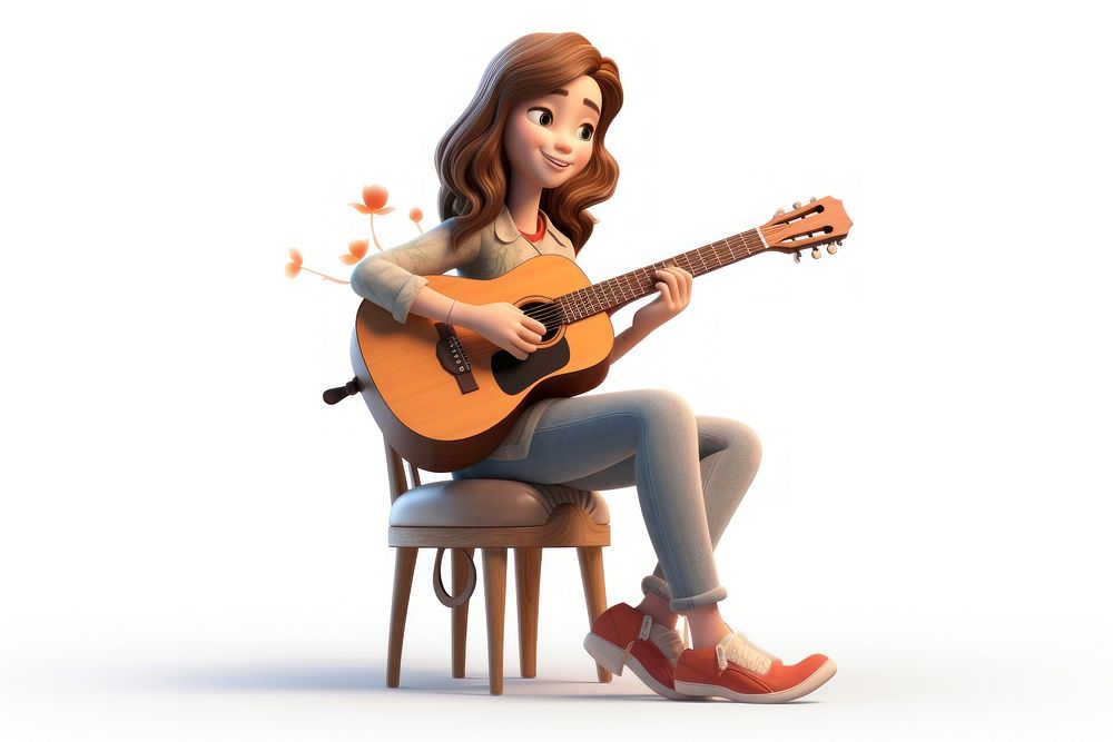 Guitar musician sitting chair. AI generated Image by rawpixel.