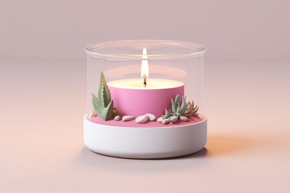 Candle pink decoration flowerpot. AI generated Image by rawpixel.