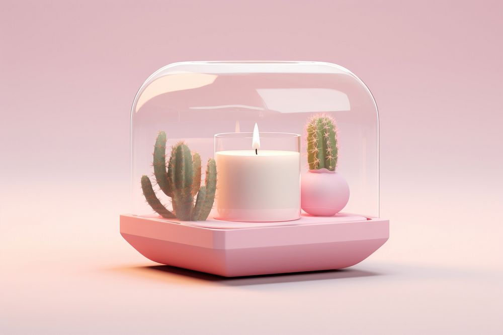 Candle pink lighting cactus. AI generated Image by rawpixel.