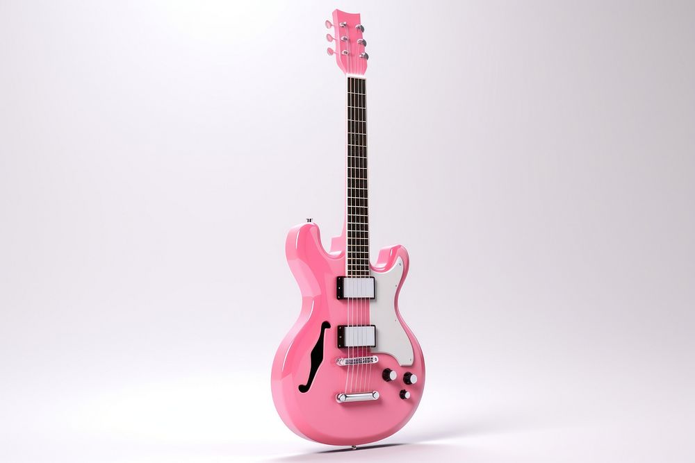 Guitar pink white background electric guitar. AI generated Image by rawpixel.