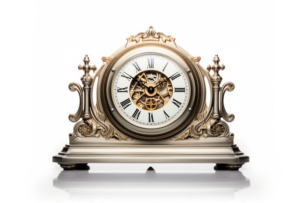 Clock white background architecture accuracy. AI generated Image by rawpixel.