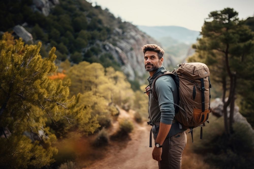 Backpack backpacking hiking travel. AI generated Image by rawpixel.