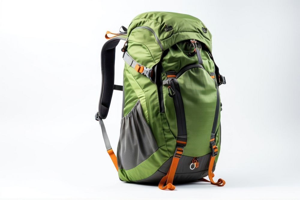 Backpack bag white background backpacking. 