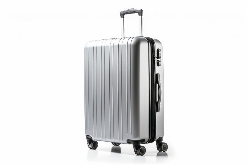 Luggage suitcase silver white background. AI generated Image by rawpixel.
