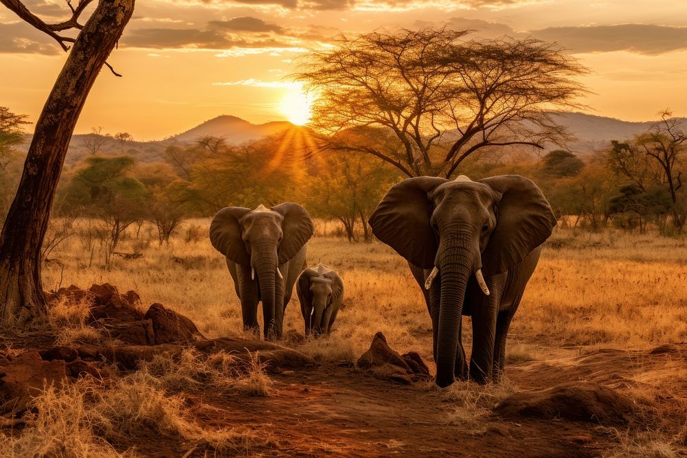 Elephant animal landscape grassland. AI generated Image by rawpixel.