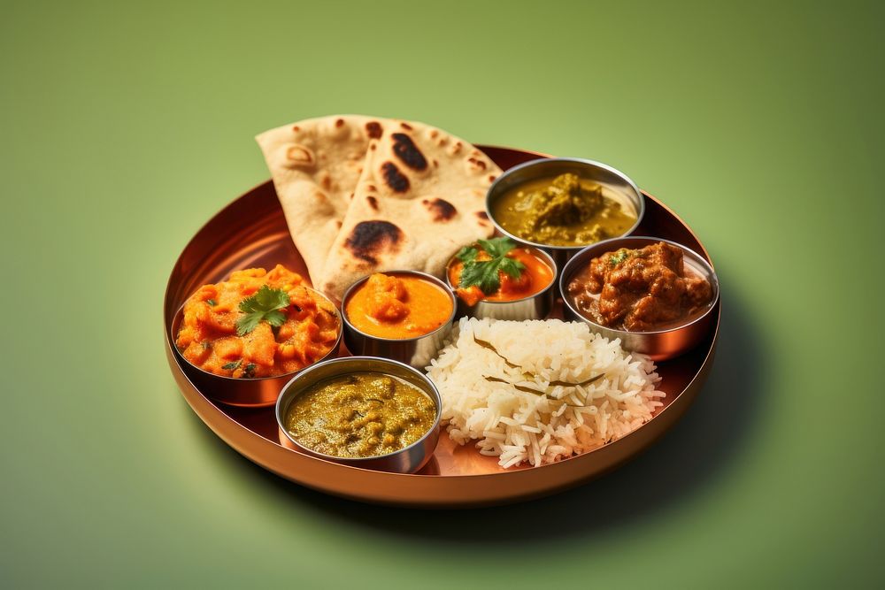 Food plate meal indian food. 