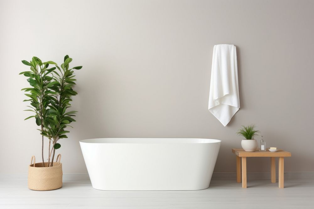 Bathroom bathtub plant vase. AI generated Image by rawpixel.