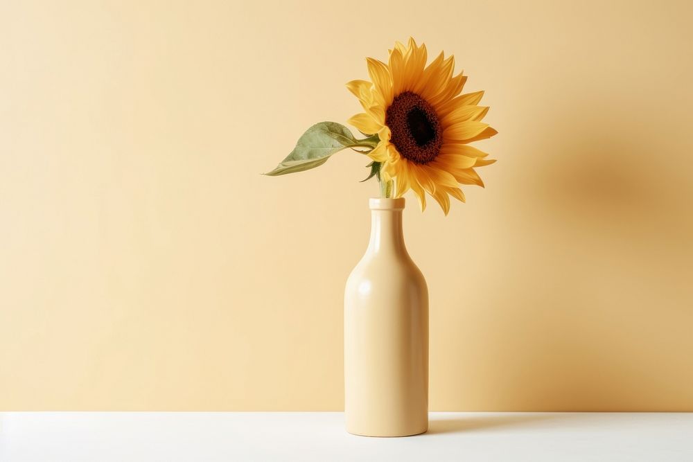 Sunflower bottle plant vase. 