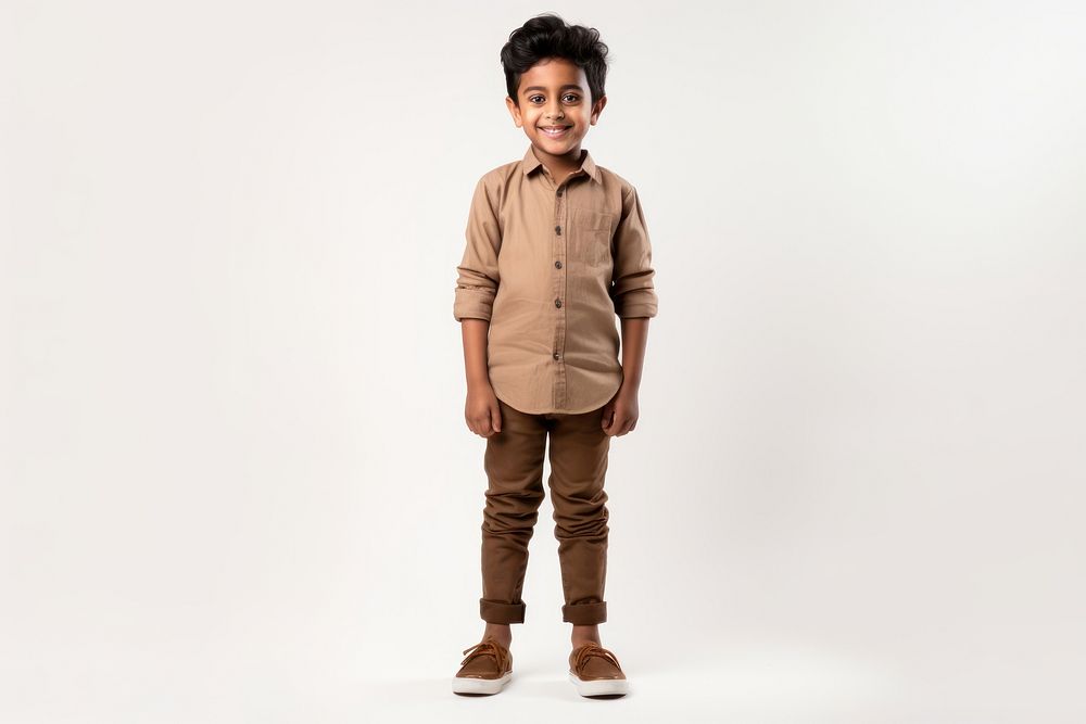 Standing sleeve child khaki. AI generated Image by rawpixel.