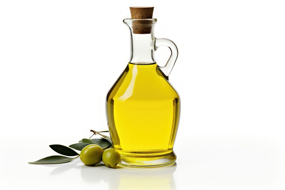 Bottle olive food white background. 