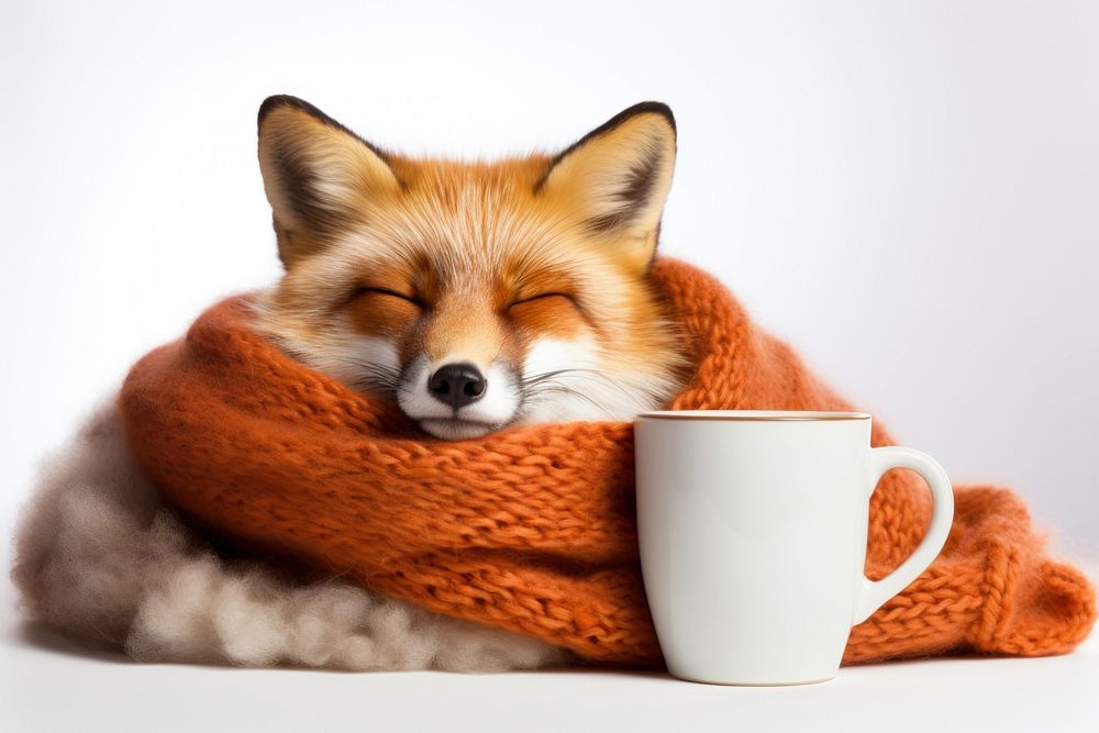 Coffee fox cup sleeping. 