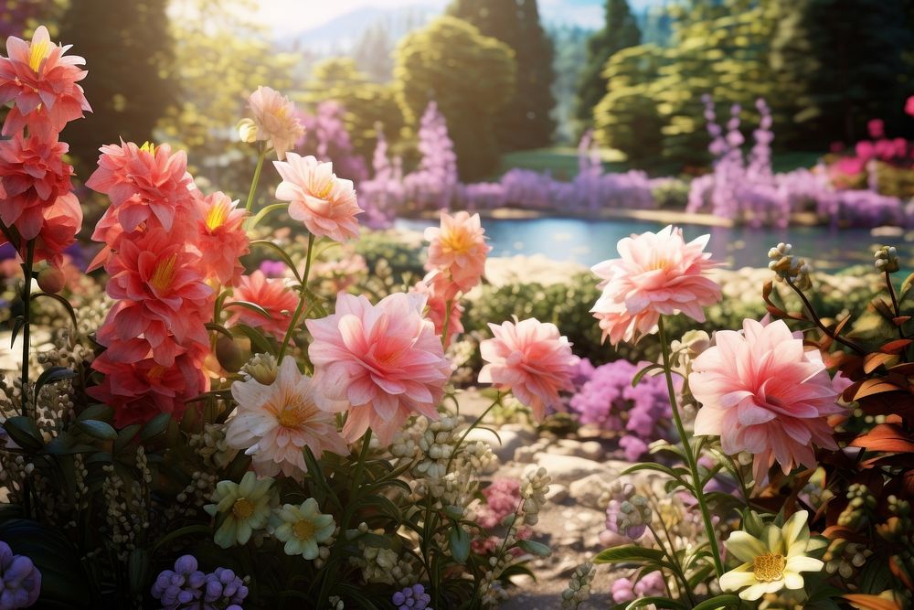 Flower garden outdoors blossom. AI generated Image by rawpixel.
