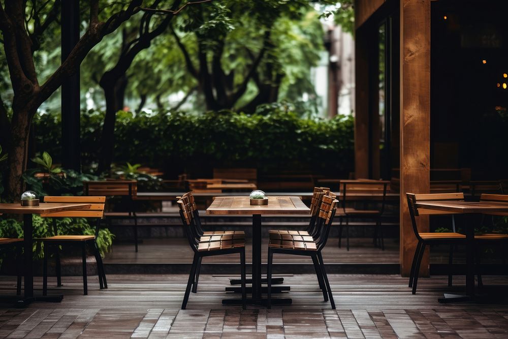 Restaurant furniture outdoors chair. AI generated Image by rawpixel.
