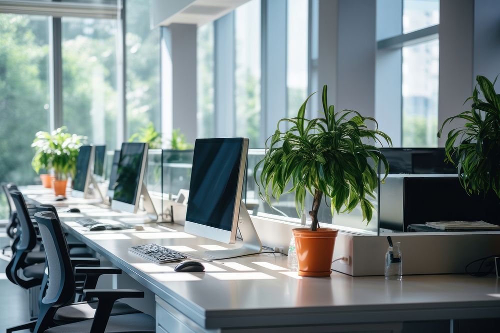 Office furniture computer indoors.