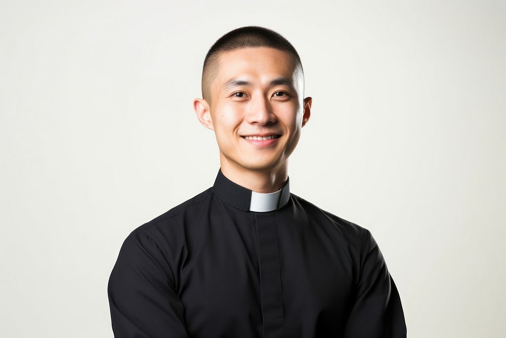 Portrait priest adult smile. AI generated Image by rawpixel.