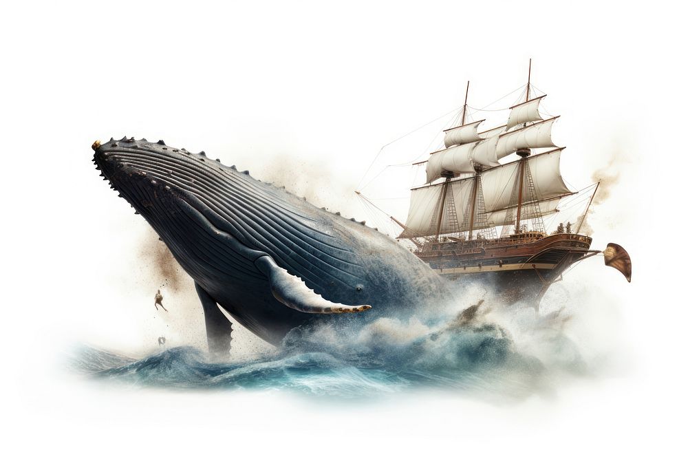 Ship sailboat vehicle whale. AI generated Image by rawpixel.