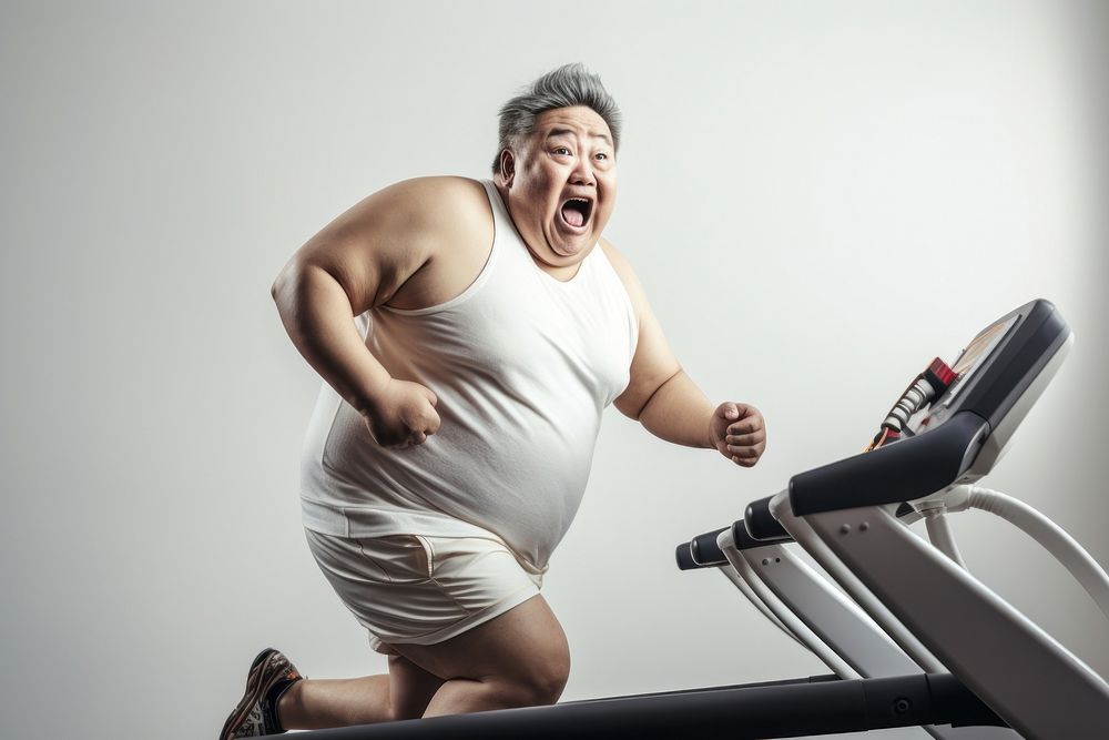 Treadmill shouting sports adult. 