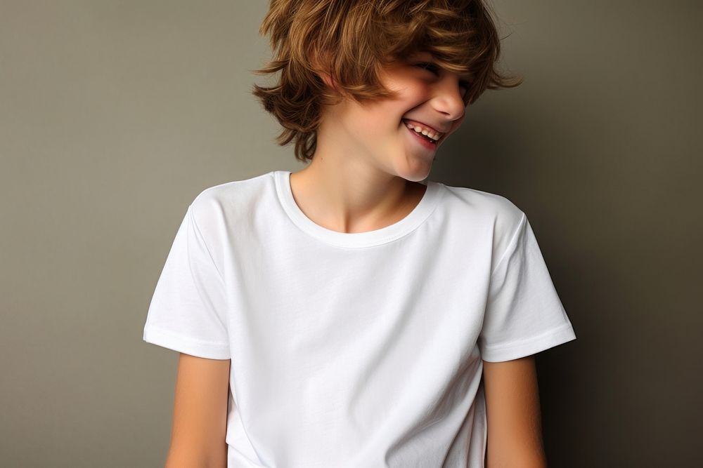 T-shirt sleeve smile white. AI generated Image by rawpixel.