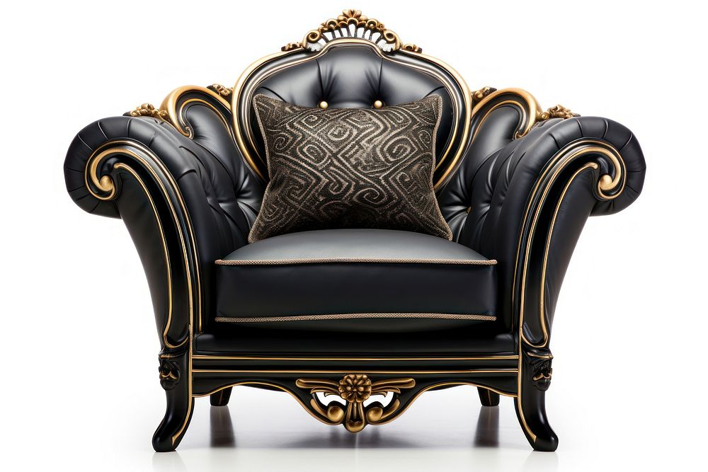 Armchair furniture black gold. AI generated Image by rawpixel.