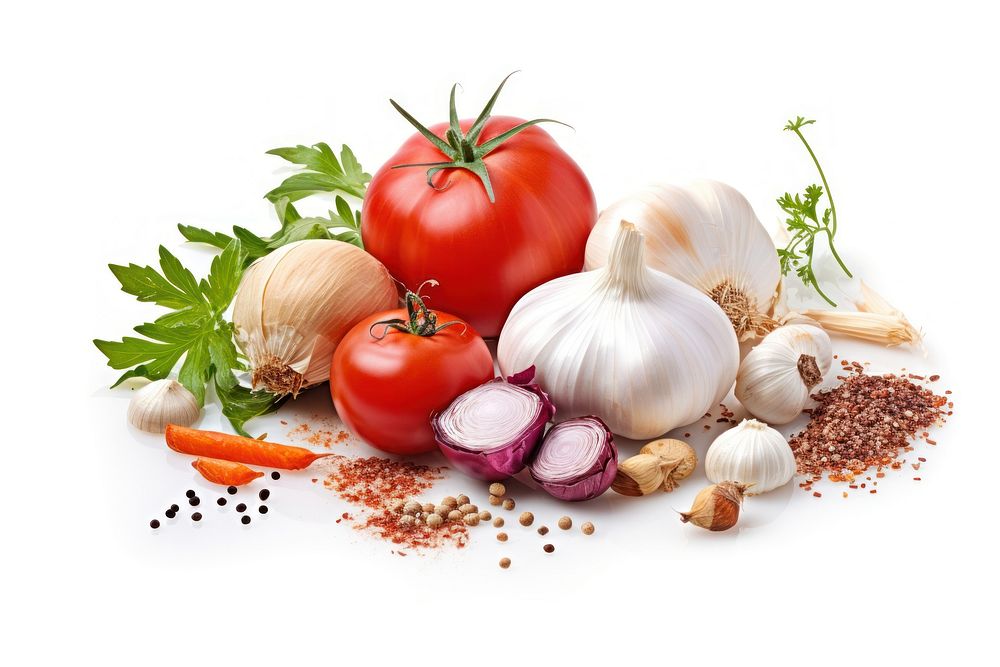 Ingredient vegetable garlic tomato. AI generated Image by rawpixel.