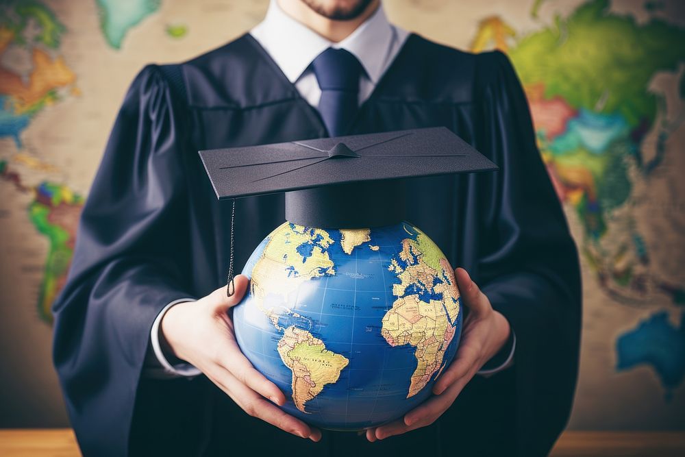 Globe graduation student holding. AI generated Image by rawpixel.