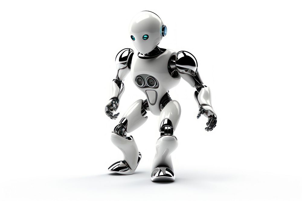 Robot white background representation futuristic. AI generated Image by rawpixel.