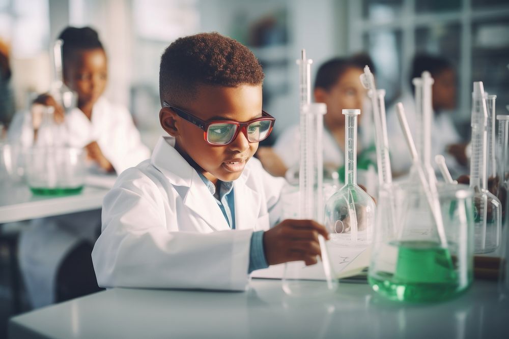 Laboratory classroom child biotechnology. AI generated Image by rawpixel.