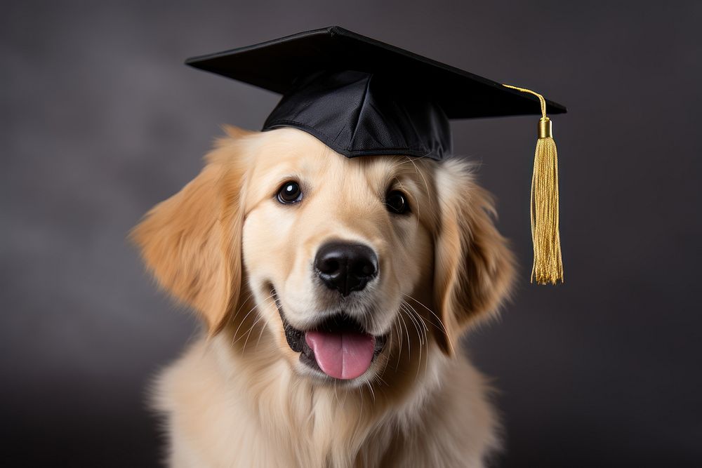 Graduation puppy retriever animal. AI generated Image by rawpixel.