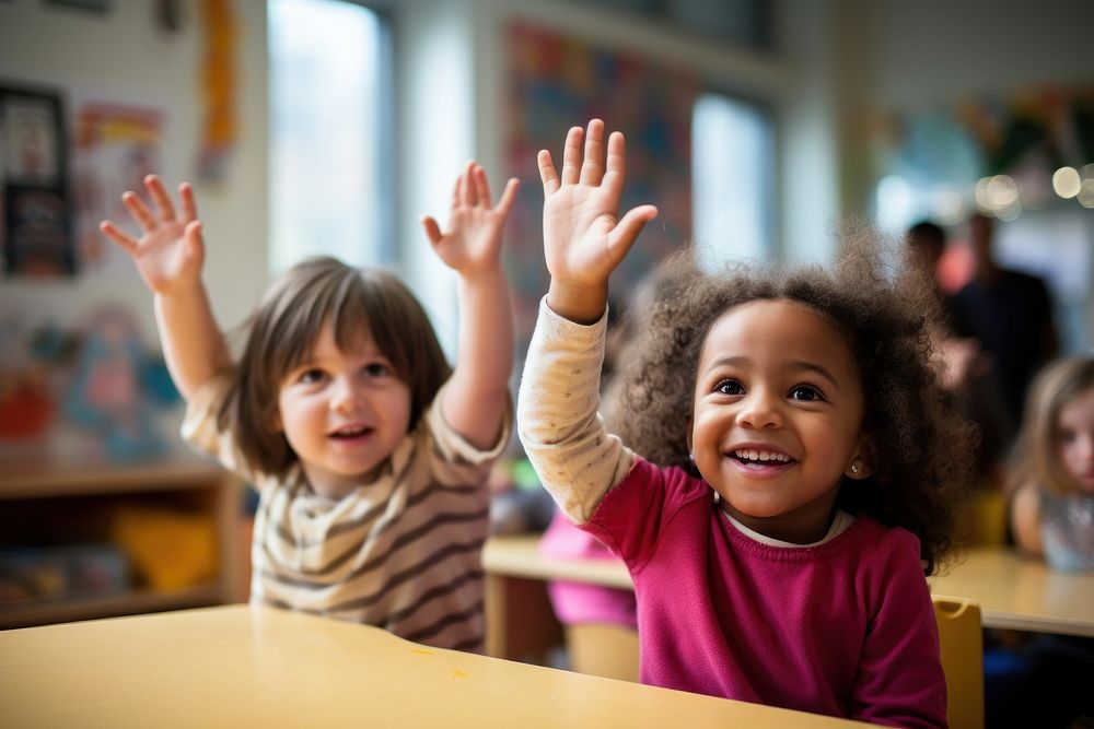 Classroom child adult kid. 