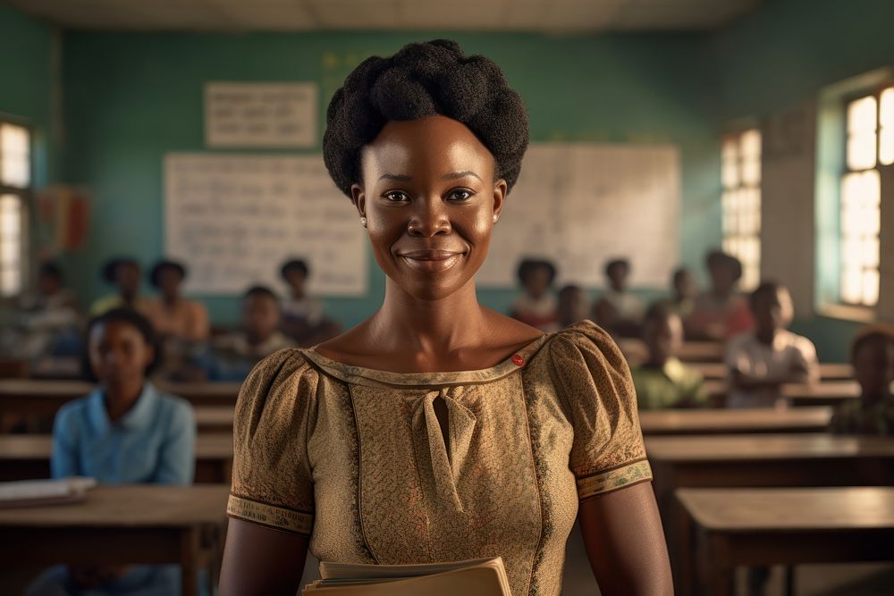 Classroom architecture portrait happiness. AI generated Image by rawpixel.