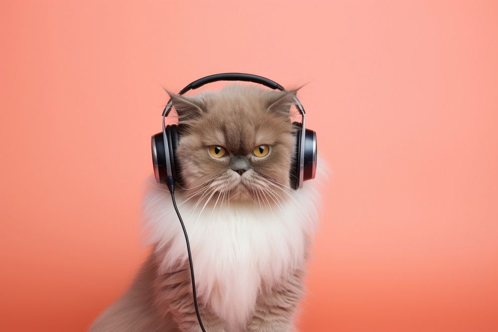 Headphones headset mammal pet. AI generated Image by rawpixel.