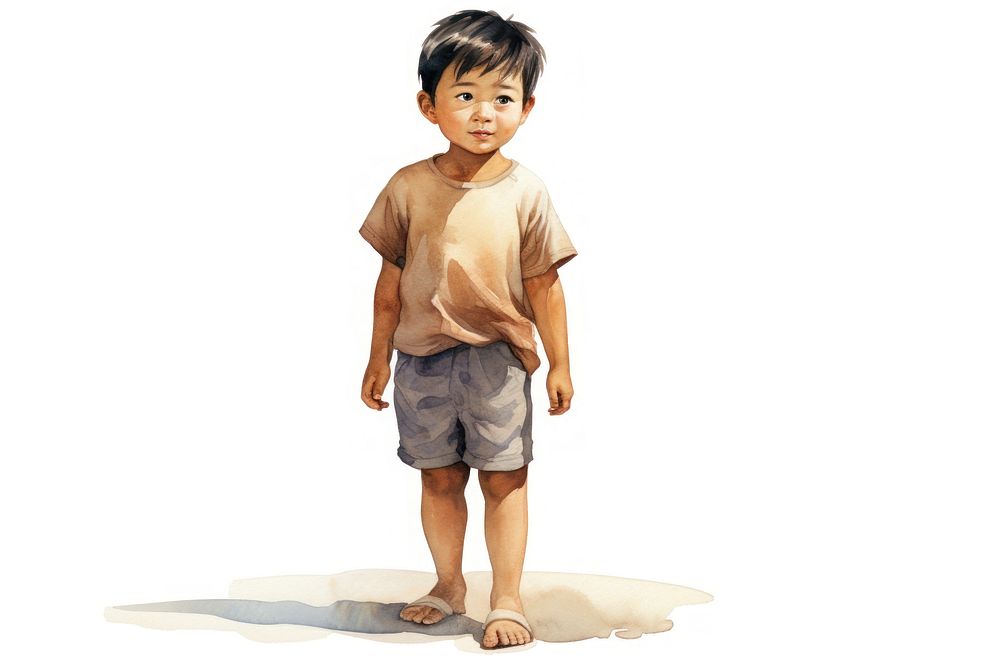 Standing shorts child kid. AI generated Image by rawpixel.