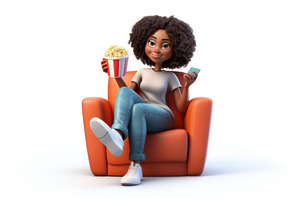 Sitting furniture popcorn cartoon. AI generated Image by rawpixel.