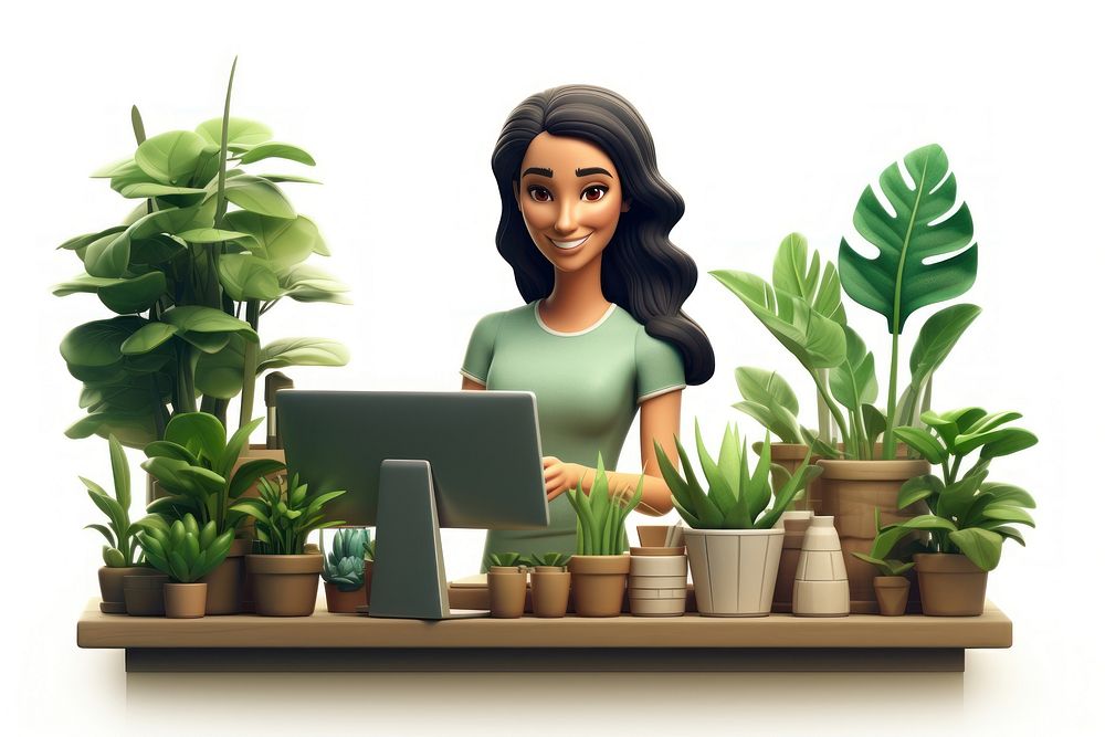 Plant computer laptop female. AI generated Image by rawpixel.
