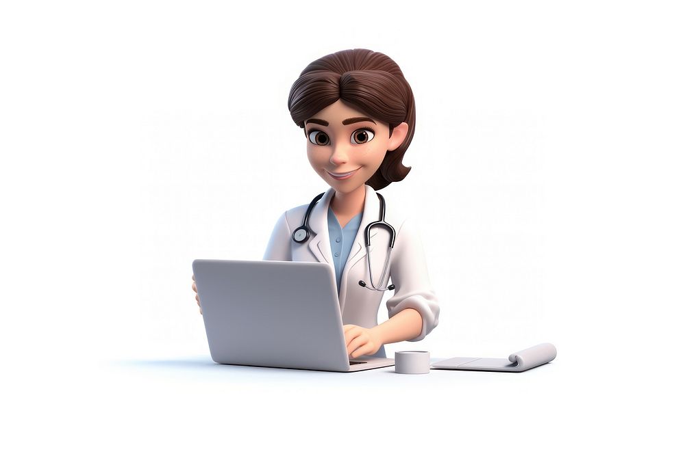 Computer laptop doctor female. AI generated Image by rawpixel.
