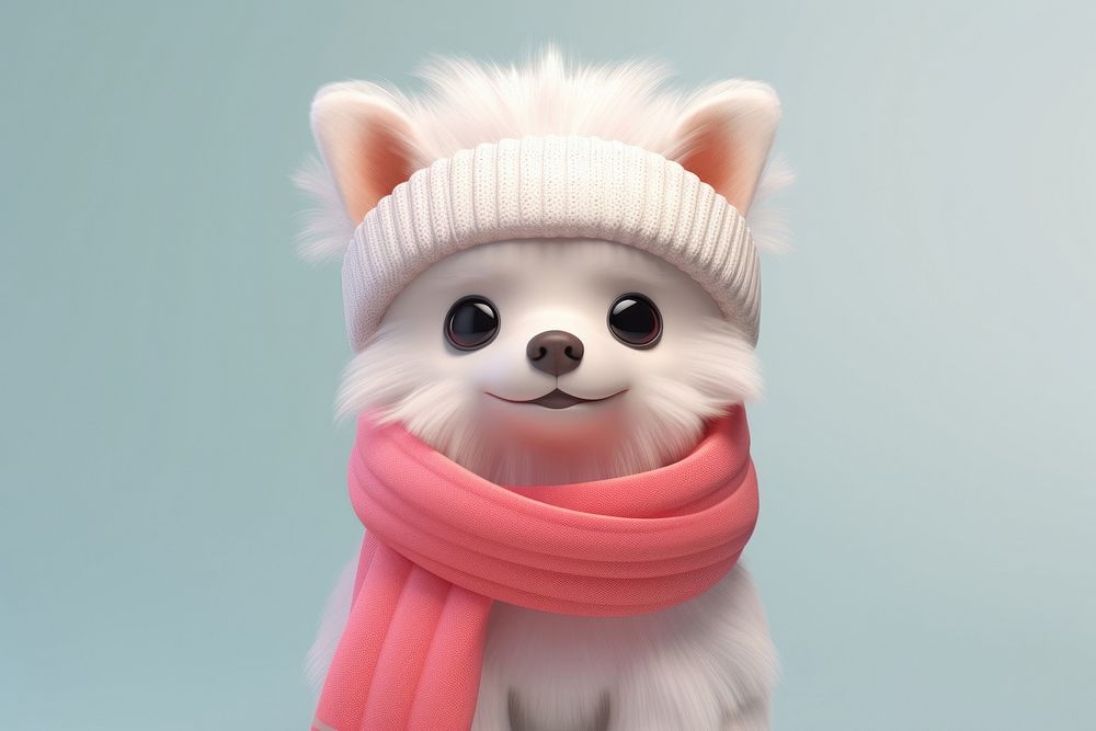 Cartoon scarf cute dog. AI generated Image by rawpixel.