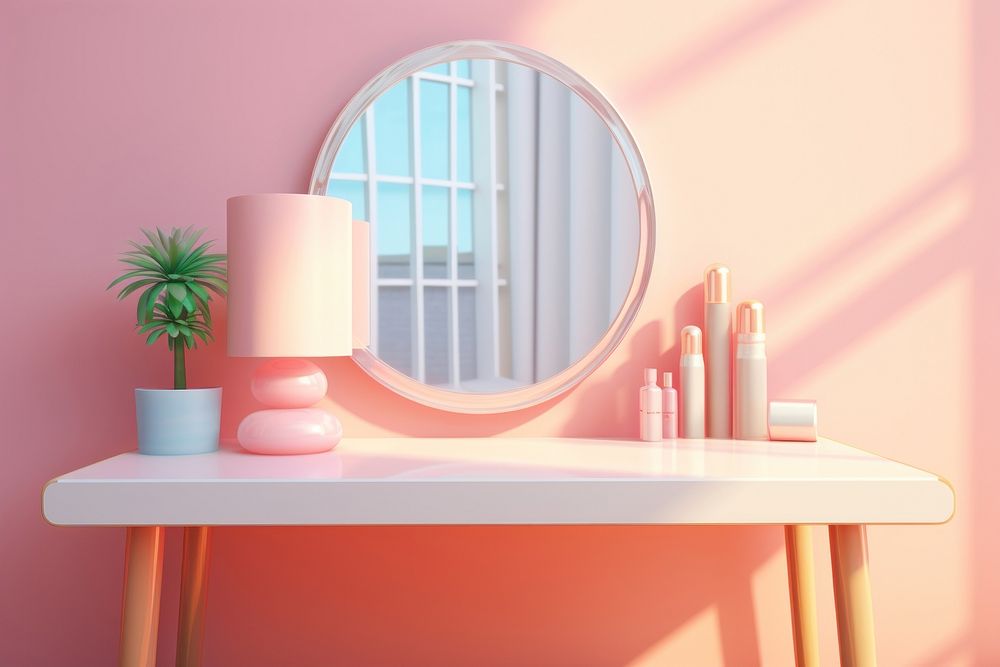 Table furniture cosmetics window. AI generated Image by rawpixel.