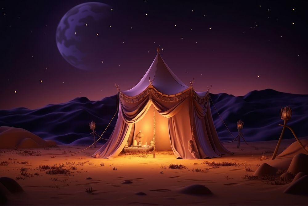 Night tent outdoors camping. AI generated Image by rawpixel.