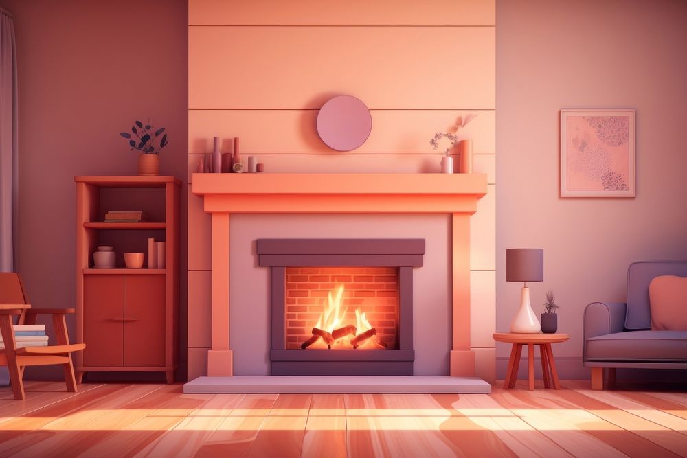 Fireplace furniture hearth house. AI generated Image by rawpixel.