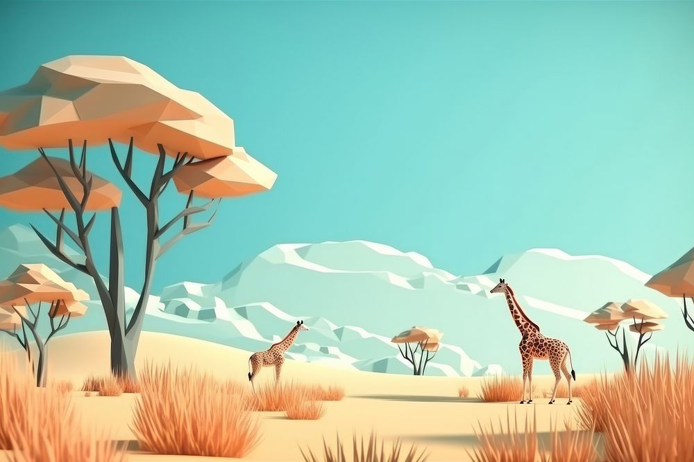 Landscape outdoors savanna giraffe. AI generated Image by rawpixel.