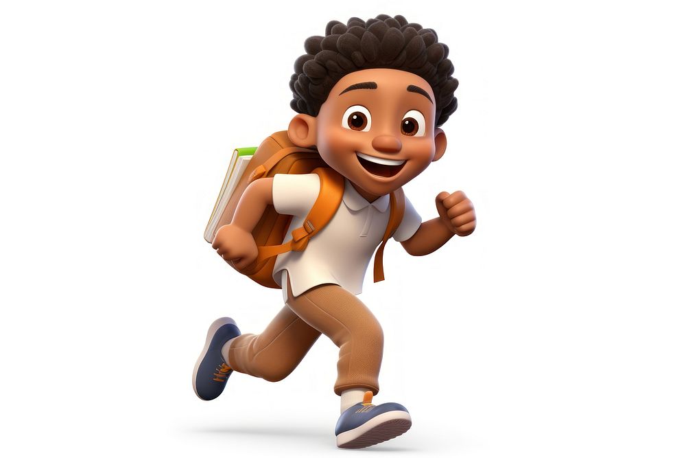 Smiling running cartoon white background. AI generated Image by rawpixel.